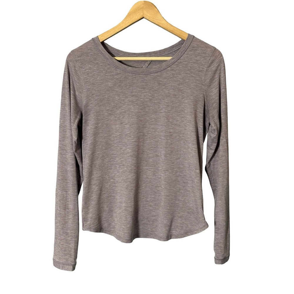Lululemon Long Sleeve Open Tulip Back Yoga Top Purple Size 4 Heathered